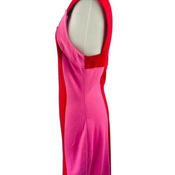 2.b Rych Vibrant Red and Pink Body Con Sleeveless Dress, Size 10 - Picture 3 of 9
